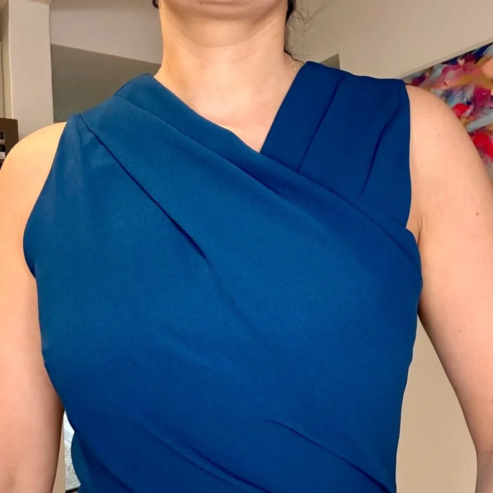 Reiss Marling Warp-Front Midi Dress in Ocean Blue - size 6 - Picture 3 of 7